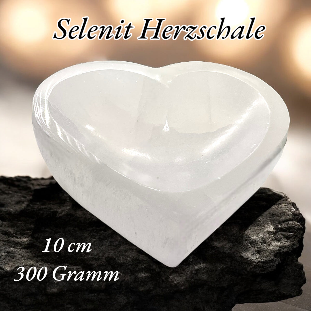 Amethyst Edelstein Schmuckset mit hochwertiger Selenit Herzschale 10cm I 4-teilig - Energie und Kraft