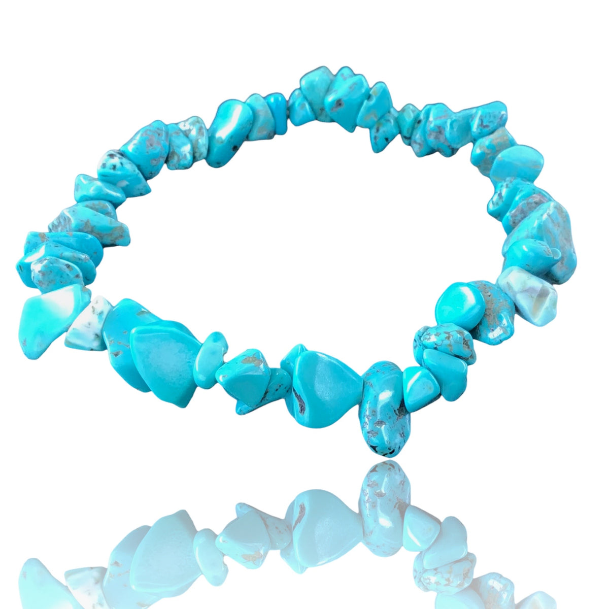 Türkis Trommelstein Splitter Armband *Lebensfreude* - echter Türkis Edelstein-Schmuck - Chakra-Armband für Damen & Herren