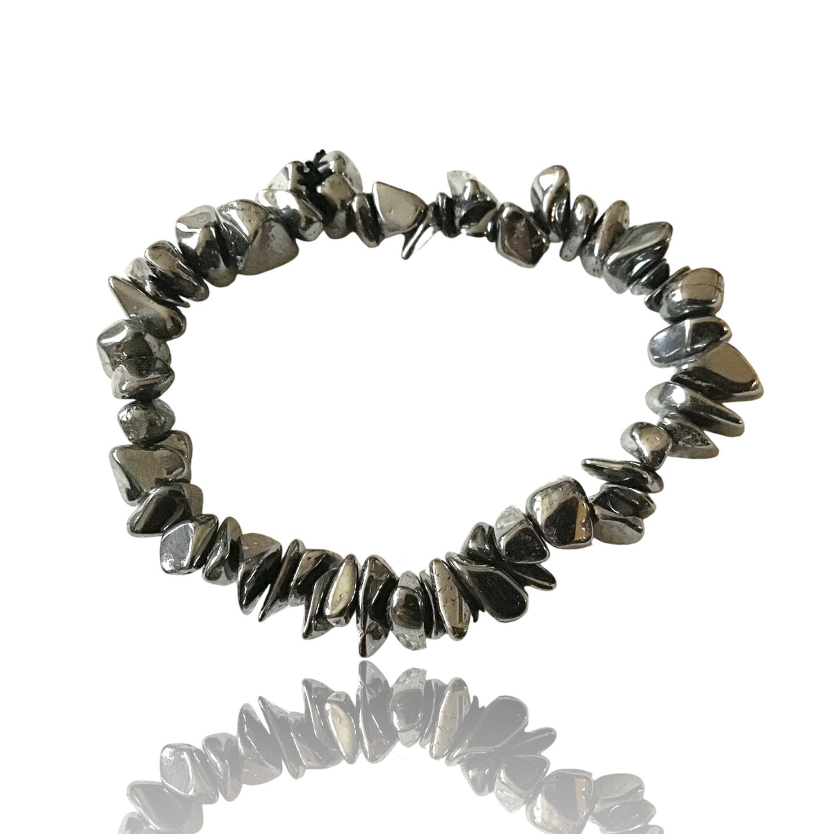 Hämatit Trommelstein Splitter Armband *FIT UND VITAL* - echter Hämatit Edelstein-Schmuck - Chakra-Armband für Damen & Herren