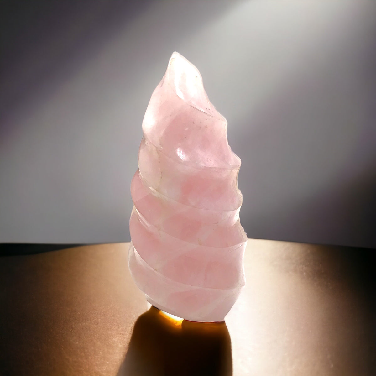 Kristall Flamme aus Rosenquarz | Unikat-Masterpiece 1519 | Sammlerstück I 846 gr. |16x7x7 cm | Edelsteinspirale I Madagaskar