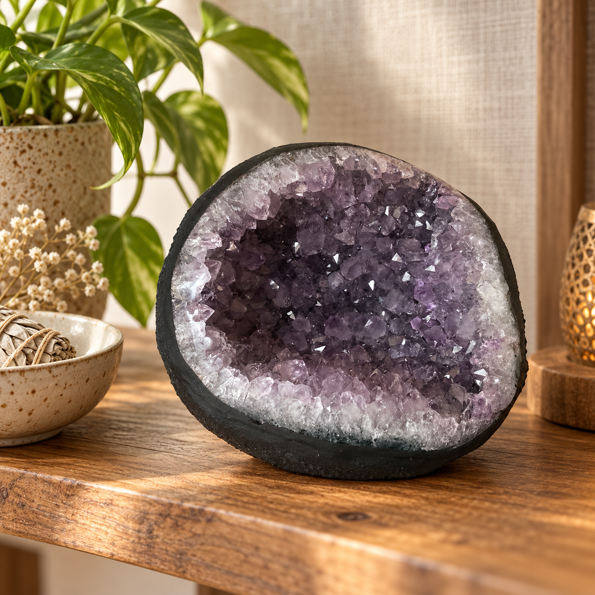 Amethyst Druse AAA-Qualität mit funkelnder Kristallhöhle – 2,3 kg – 14 x 13 x 13 cm – Edelstein Dekoration & Sammlerstück – Unikat Masterpiece 1479 – Brasilien