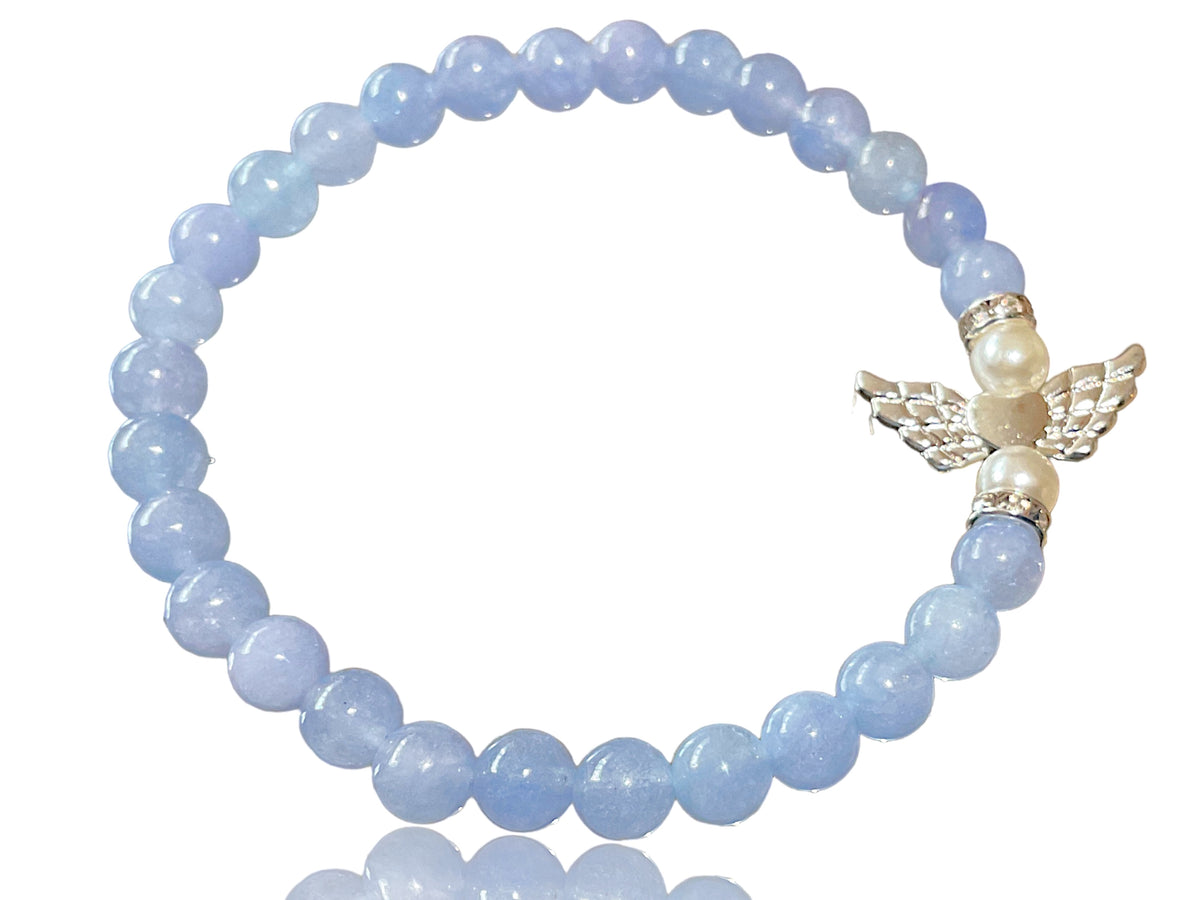 Steinfixx® - Bezauberndes Aquamarin Schutzengel Perlen Armband 4mm oder 6mm - inclusive edler Geschenkbox - Handmade - Madagaskar