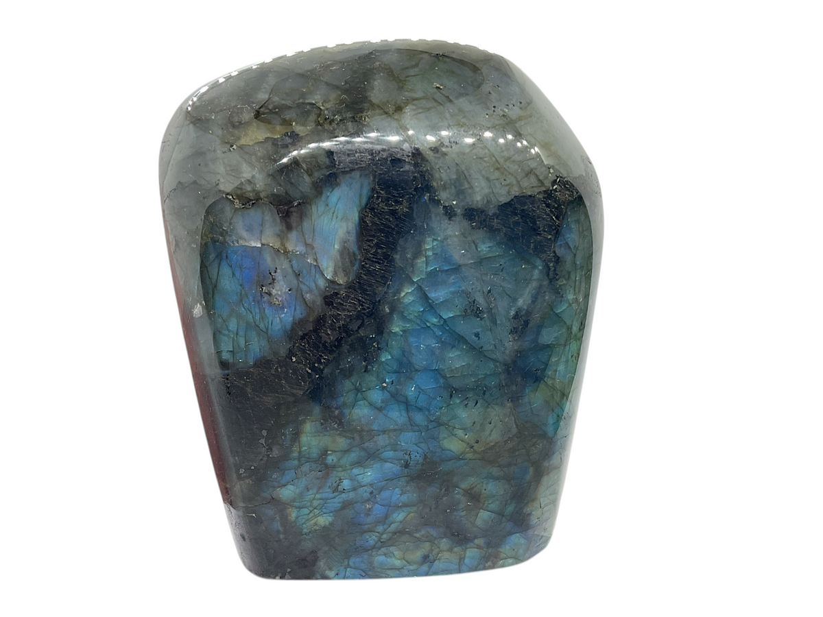 Labradorit Freeform I hochglanzpoliert I 11x4,5x14cm I 1425 gr. I Highlight für jeden Raum I Unikat-Masterpiece 1523 I AAA-Qualität I Sammlerstück I Madagaskar