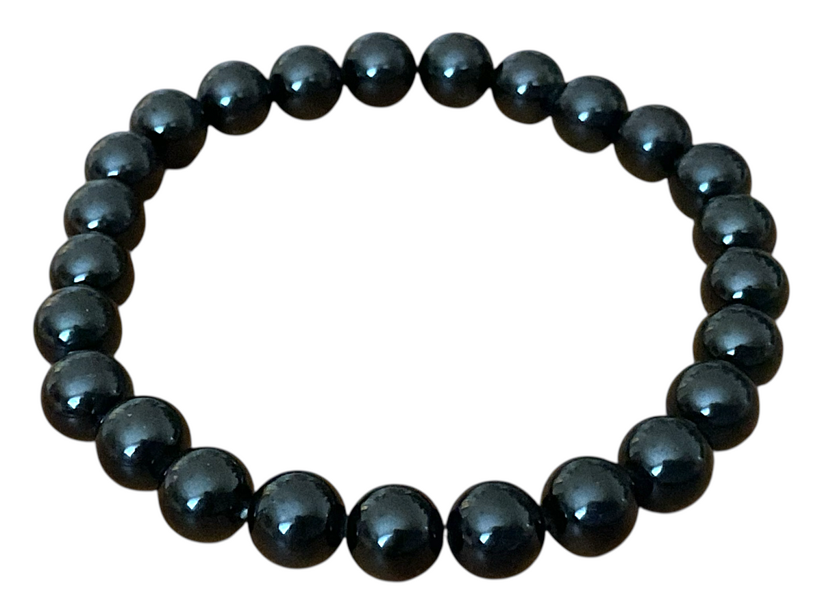 Turmalin (Schörl) Perlenarmband I 8mm I 20,5cm I starker Schutzstein I handgefertigt I elastisch I AAA-Qualität I Geschenkverpackung I Brasilien