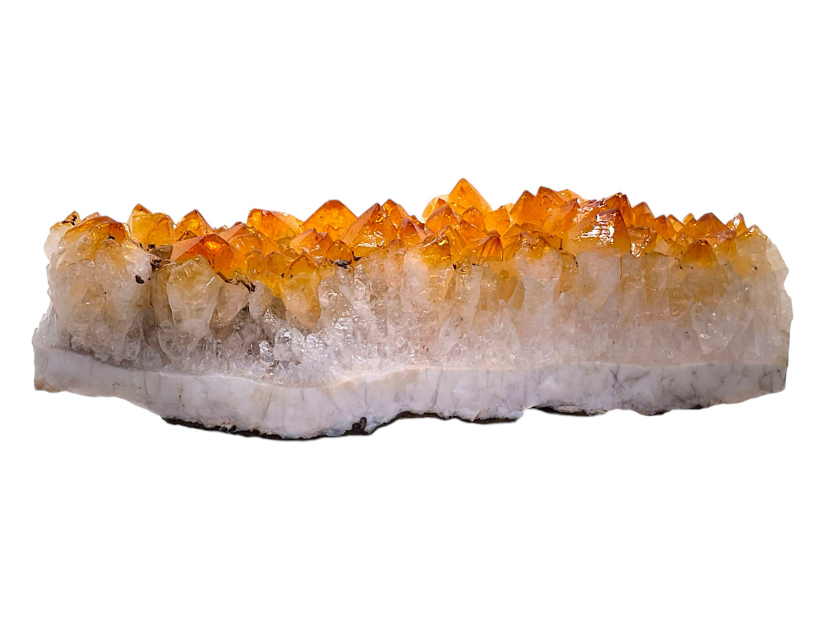 Citrin Kristallstufe gebrannt aus Brasilien – 785 g – 20 × 5 × 5 cm – AAA-Qualität mit goldgelben Kristallspitzen – Sammlerstück – Unikat Masterpiece 1668