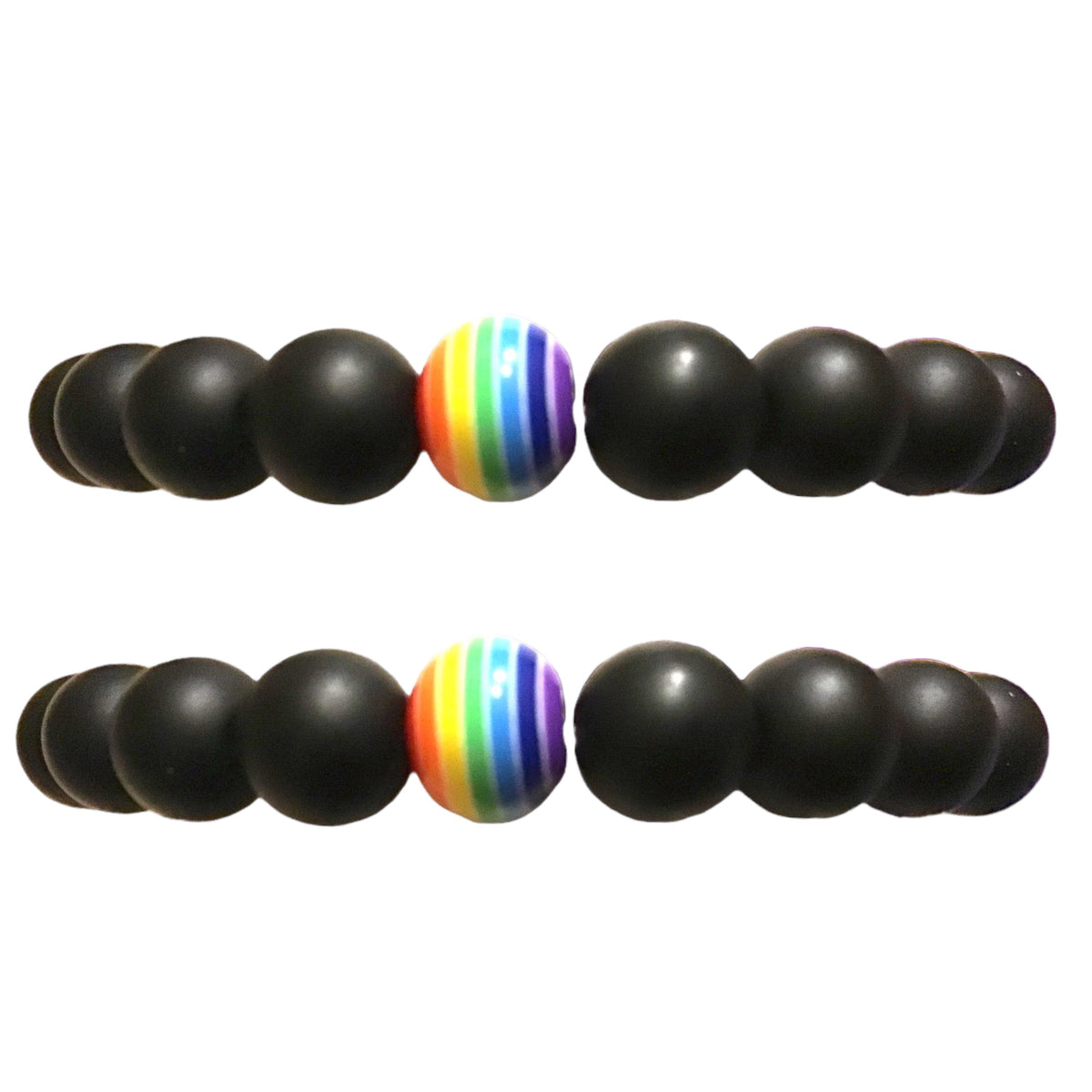 Obsidian Perlenarmband Set - LGBTQIA+ - Regenbogenperle - Akzeptanzstein - Trage Deine Farben mit Stolz!