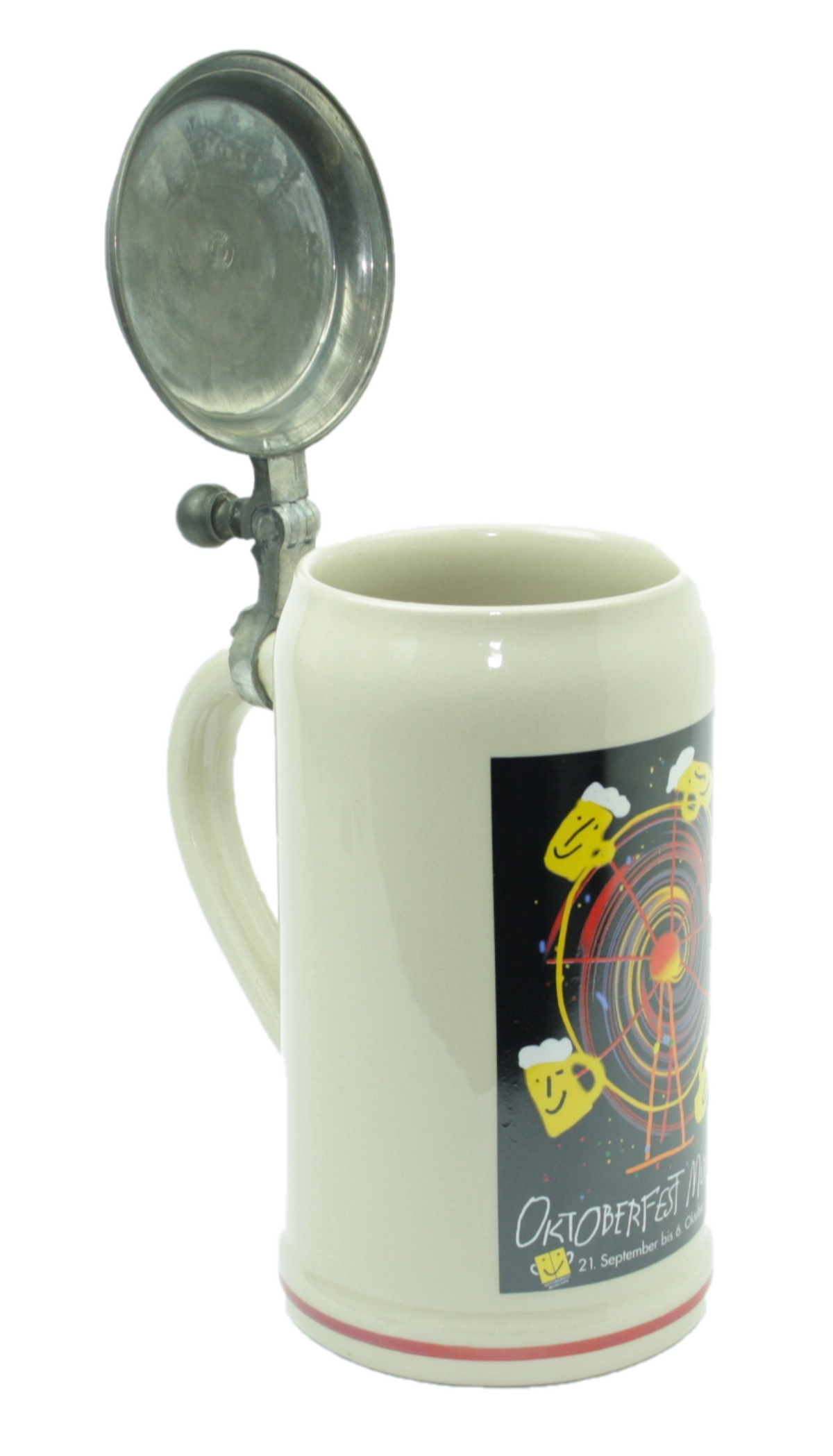 Original Oktoberfestkrug 2002 mit Zinndeckel I Jahreskrug I Zertifikat