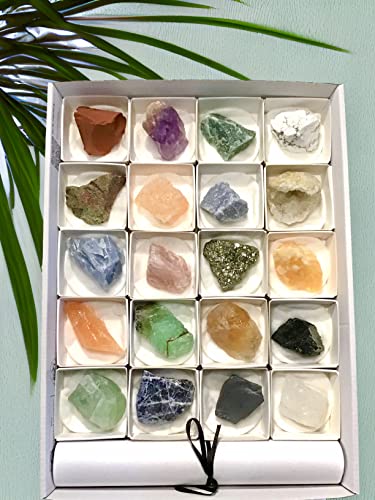 Premium Mineralien Sammlung | 20 Rohsteine | Heilsteine | Edelsteine | Schmucksteine | je 25-50 mm | mit Beschreibung