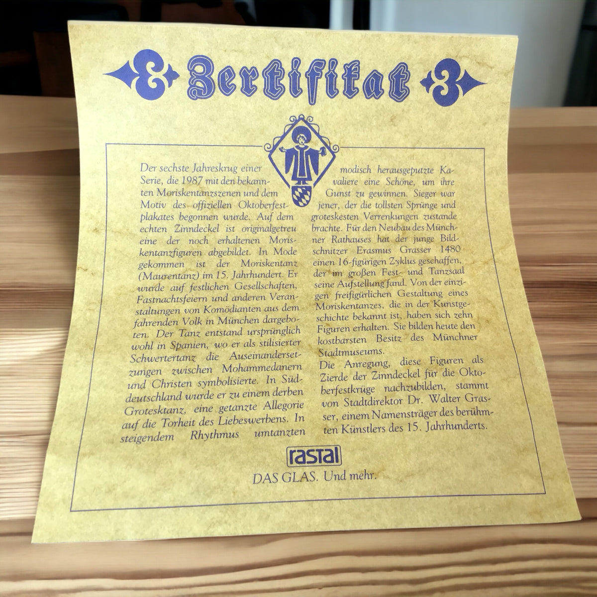 Original Oktoberfestkrug 1992 mit Zinndeckel I Jahreskrug I Zertifikat