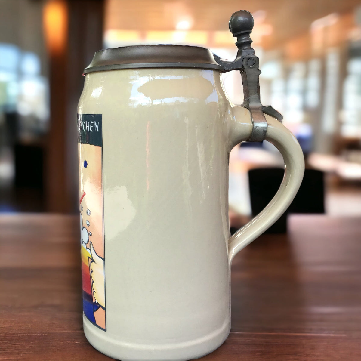 Original Oktoberfestkrug 1992 mit Zinndeckel I Jahreskrug I Zertifikat