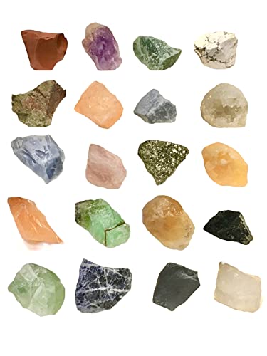 Premium Mineralien Sammlung | 20 Rohsteine | Heilsteine | Edelsteine | Schmucksteine | je 25-50 mm | mit Beschreibung