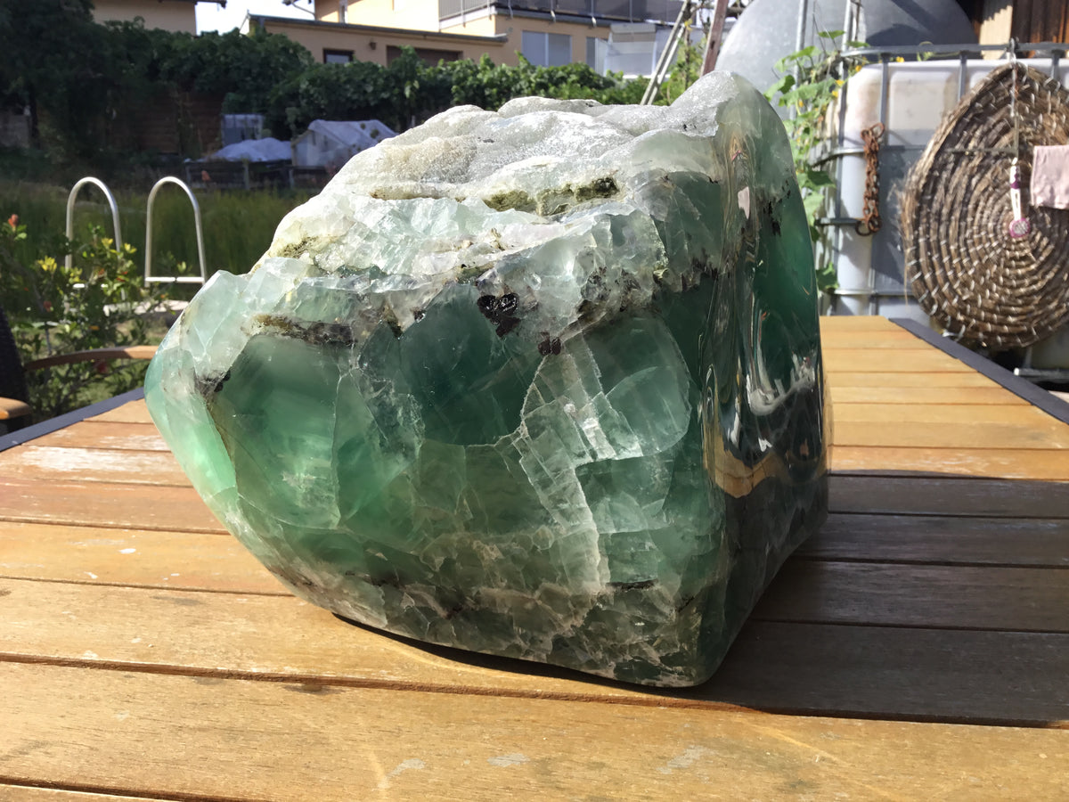 XXXL Grüner Fluorit Brocken aus Mexiko – 40,1 kg – 40 × 23 × 26 cm – Unikat Masterpiece 1213F – Sammlerstück & Museumsstück