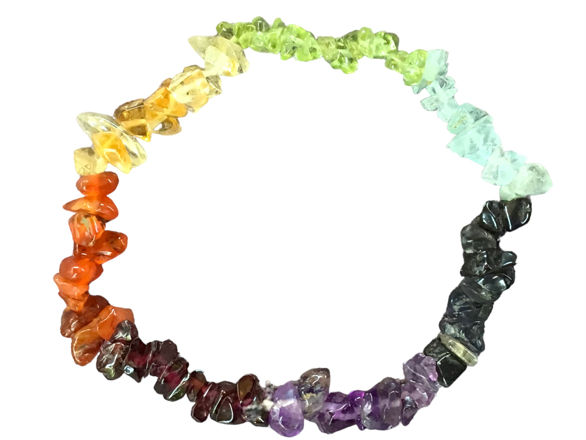Chakra Trommelstein Splitterarmband   - echter  Edelstein-Schmuck - Chakra-Armband für Damen & Herren