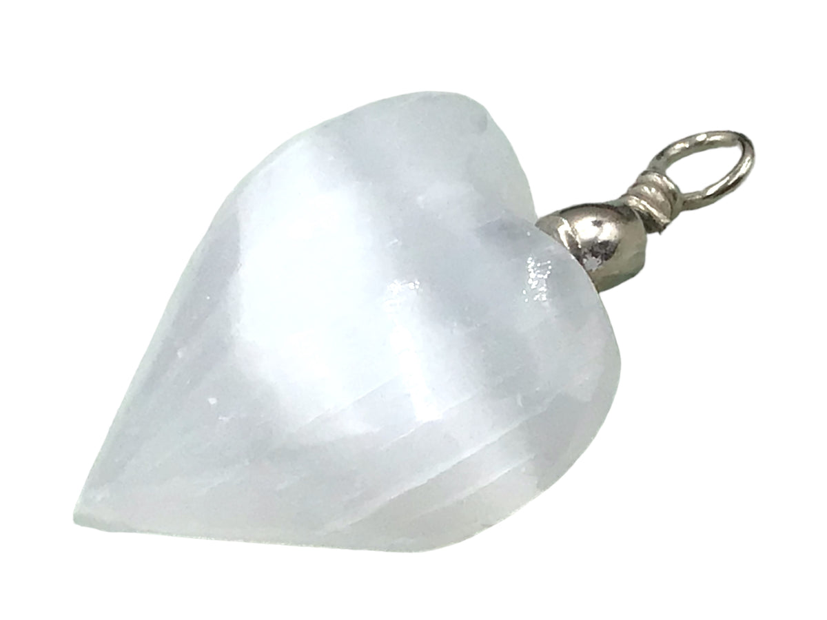 Selenit Herz Anhänger in bauchiger Form I ca. 40x30x10 mm I Top 1A-Qualität I Ihren Lichtbringer immer dabei I Marokko