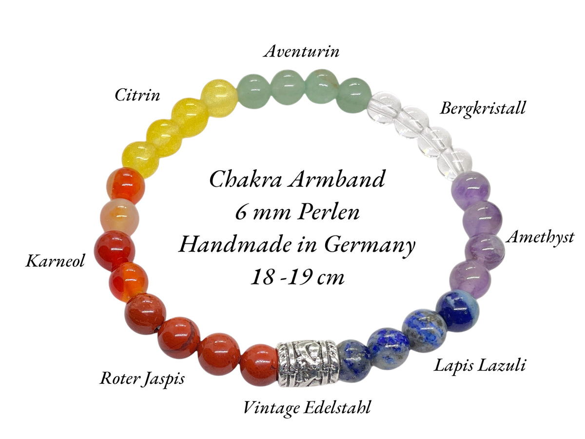 Chakra Edelstein Set Selbstheilung - 11 teilig mit Halskette, Handmade Perlen Armband und Herz in Geschenkbox - mit 14 seitigem liebevoll gestaltetem Ebook als Anleitung