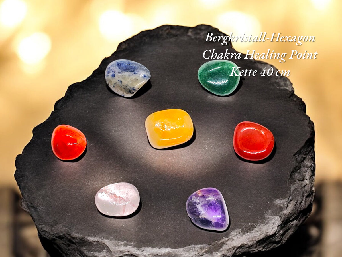 Chakra Edelstein Set Selbstheilung - 11 teilig mit Halskette, Handmade Perlen Armband und Herz in Geschenkbox - mit 14 seitigem liebevoll gestaltetem Ebook als Anleitung