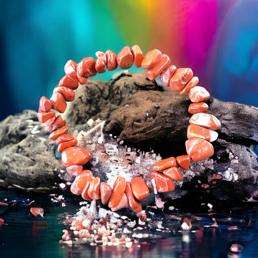 Jaspis rot Trommelstein Splitter Armband  *BLOOD-STONE- Entgiftung*  - echter Jaspis Edelstein-Schmuck - Chakra-Armband für Damen & Herren