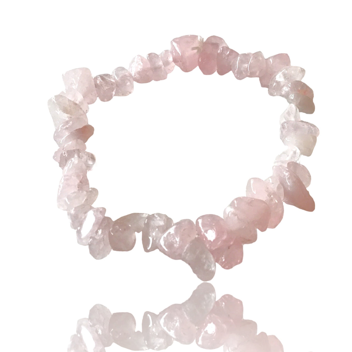 Rosenquarz Trommelstein Splitter Armband  *Liebe*  - echter Rosenquarz Edelstein-Schmuck - Chakra-Armband für Damen & Herren