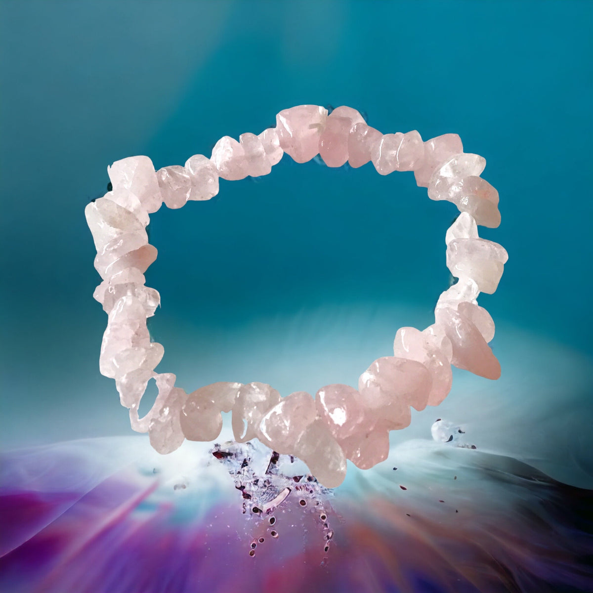 Rosenquarz Trommelstein Splitter Armband  *Liebe*  - echter Rosenquarz Edelstein-Schmuck - Chakra-Armband für Damen & Herren