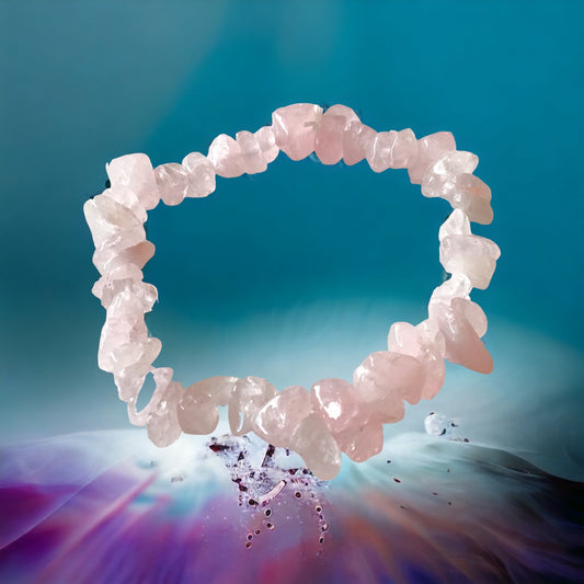 Rosenquarz Trommelstein Splitter Armband  *Liebe*  - echter Rosenquarz Edelstein-Schmuck - Chakra-Armband für Damen & Herren