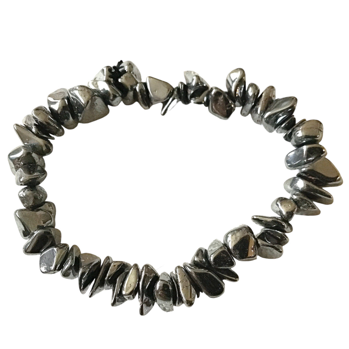 Hämatit Trommelstein Splitter Armband  *FIT UND VITAL*  - echter Hämatit Edelstein-Schmuck - Chakra-Armband für Damen & Herren