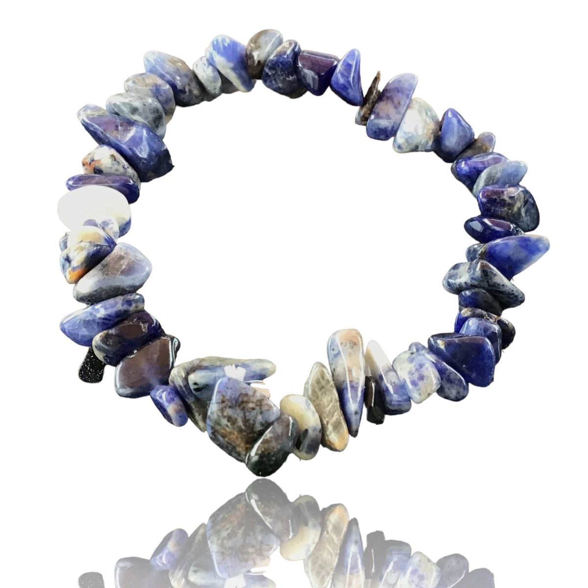 Sodalith Trommelstein Splitter Armband  *Klarheit*  - echter Sodalith Edelstein-Schmuck - Chakra-Armband für Damen & Herren