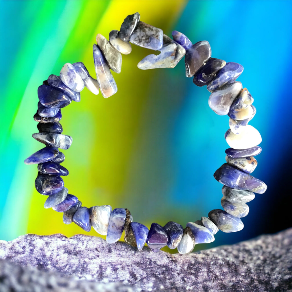 Sodalith Trommelstein Splitter Armband  *Klarheit*  - echter Sodalith Edelstein-Schmuck - Chakra-Armband für Damen & Herren