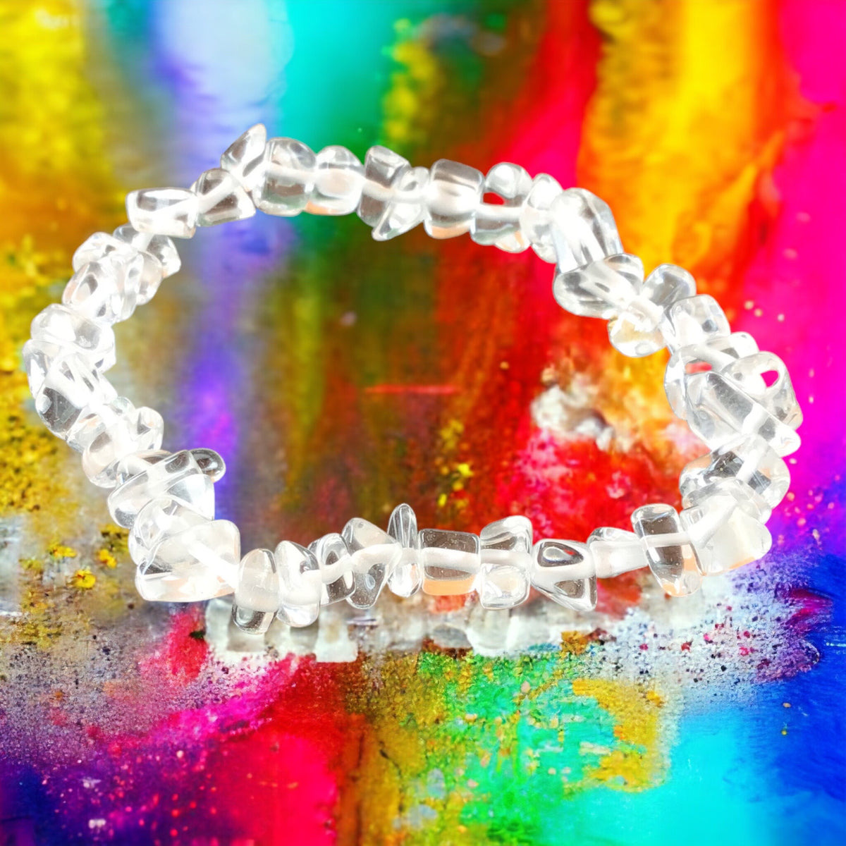 Bergkristall Trommelstein Splitter Armband  *HEILUNG*  - echter Bergkristall Edelstein-Schmuck - Chakra-Armband für Damen & Herren