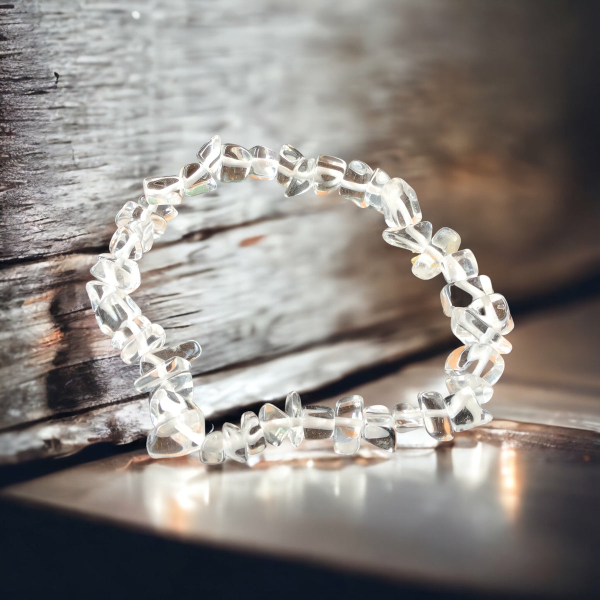Bergkristall Trommelstein Splitter Armband  *HEILUNG*  - echter Bergkristall Edelstein-Schmuck - Chakra-Armband für Damen & Herren