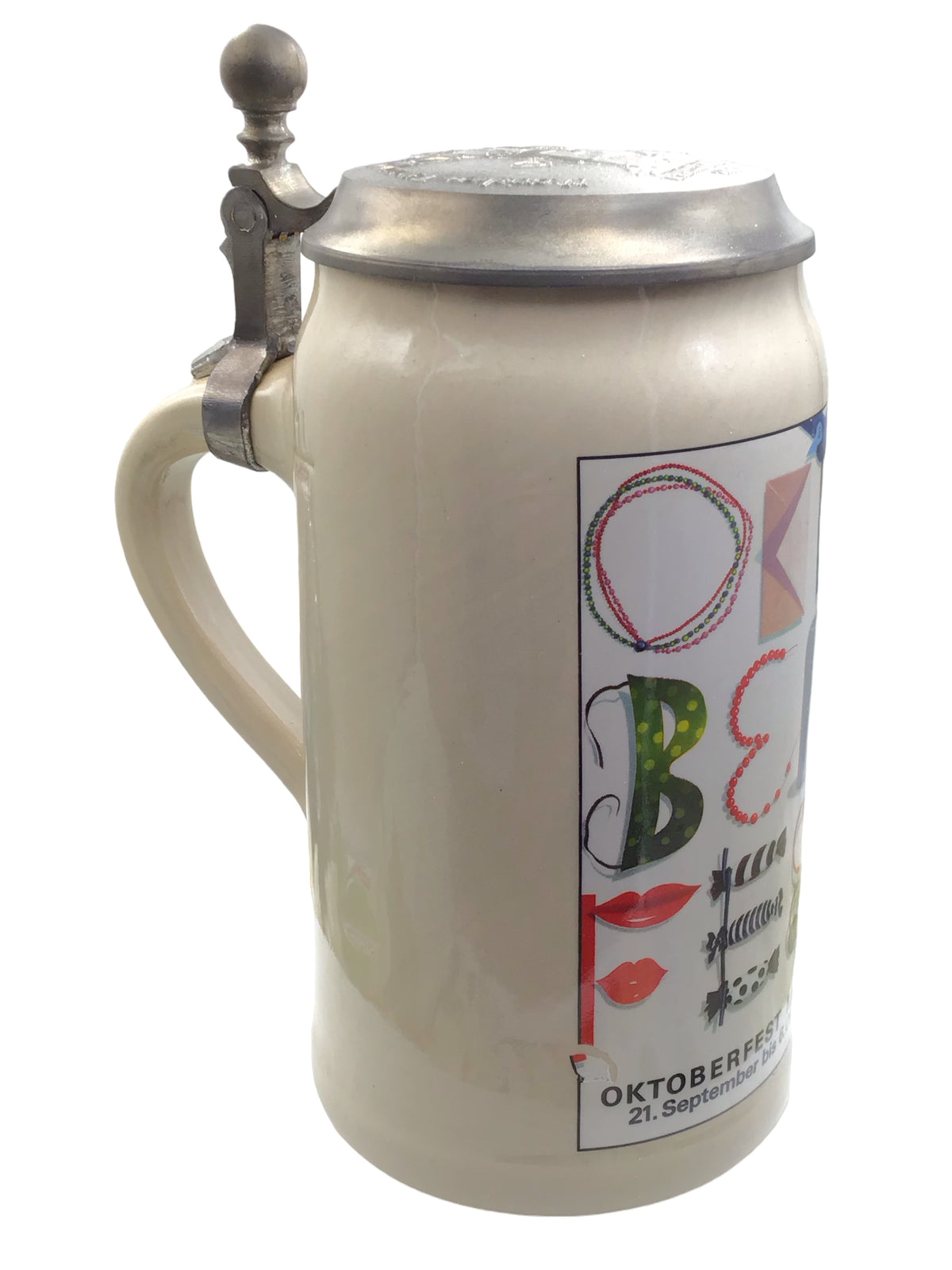 Original Oktoberfestkrug 1991 mit Zinndeckel I Jahreskrug I Zertifikat