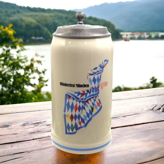 Original Oktoberfestkrug 1993 mit Zinndeckel I Jahreskrug I Zertifikat
