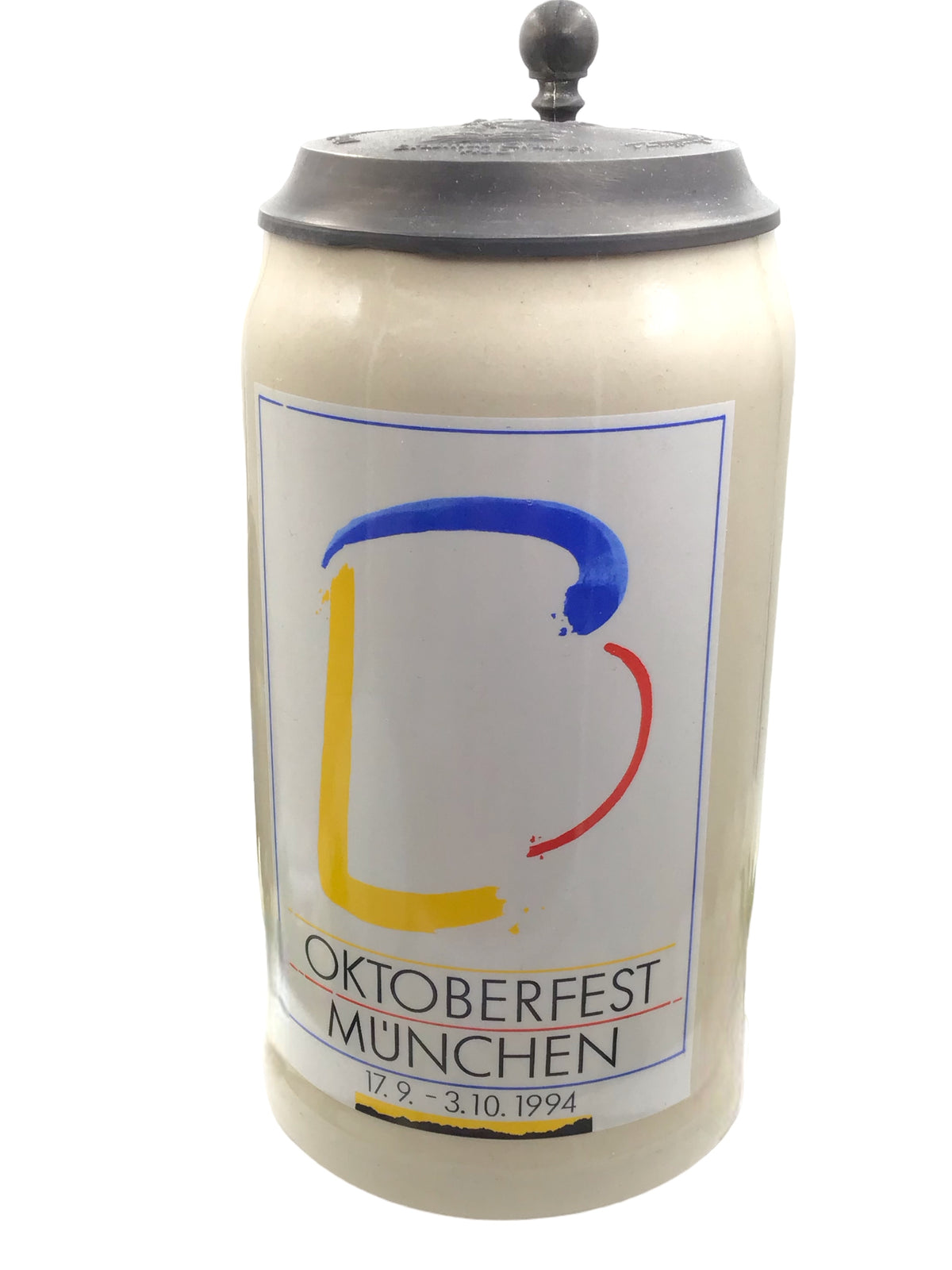 Original Oktoberfestkrug 1994 mit Zinndeckel I Jahreskrug I Zertifikat