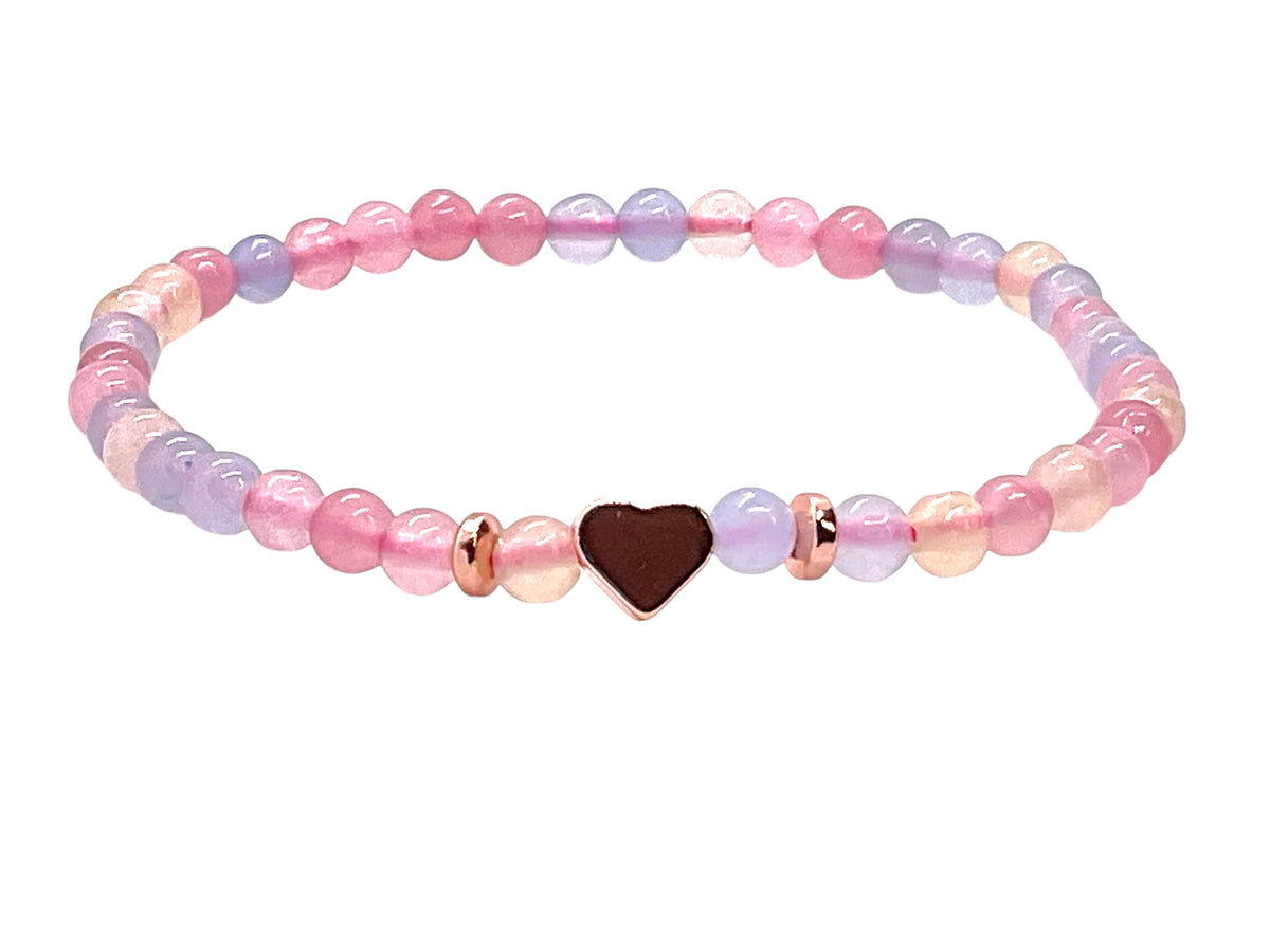 Perlenarmband Morganit mit 14 k rosèvergoldeten Elementen - Edelsteinarmband - Handmade - inclusive edler Geschenkbox - Engelsstein