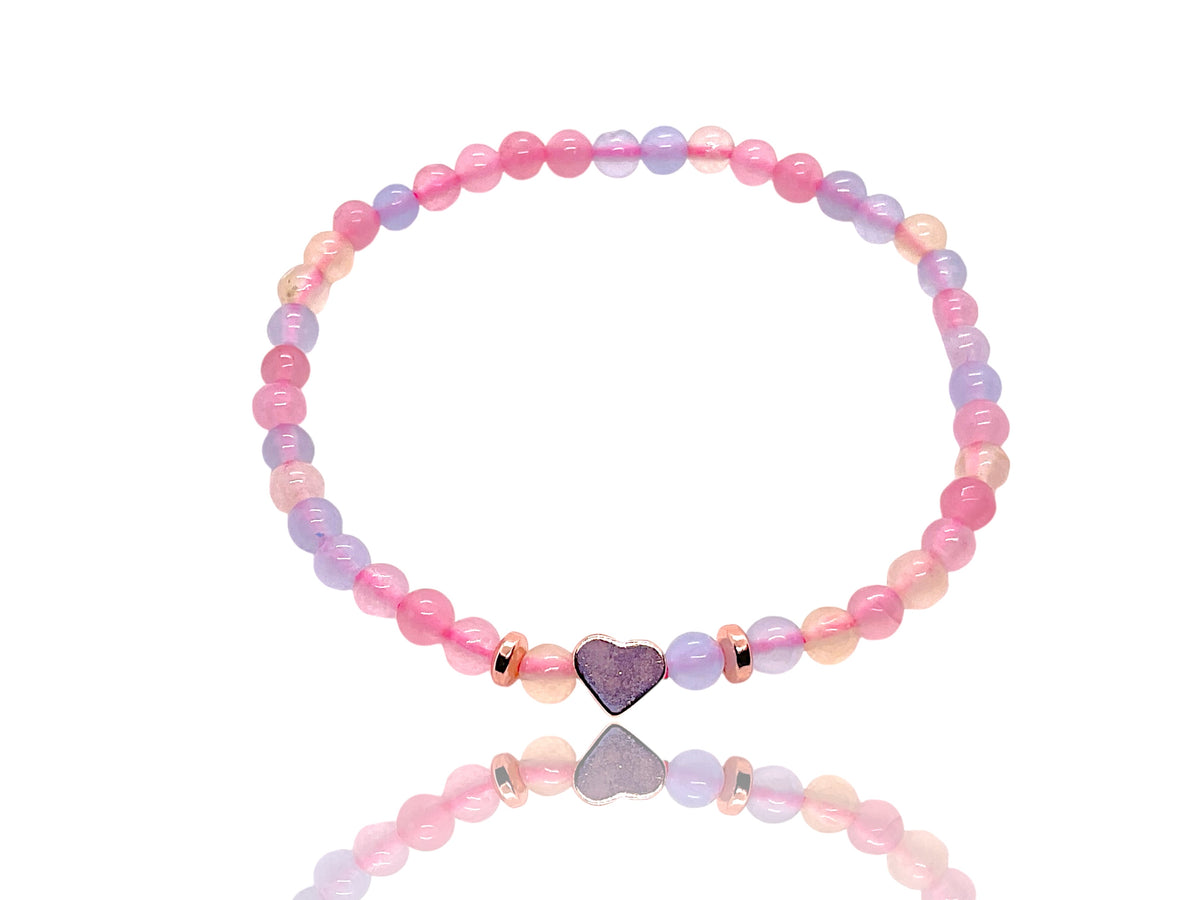 Perlenarmband Morganit mit 14 k rosèvergoldeten Elementen - Edelsteinarmband - Handmade - inclusive edler Geschenkbox - Engelsstein