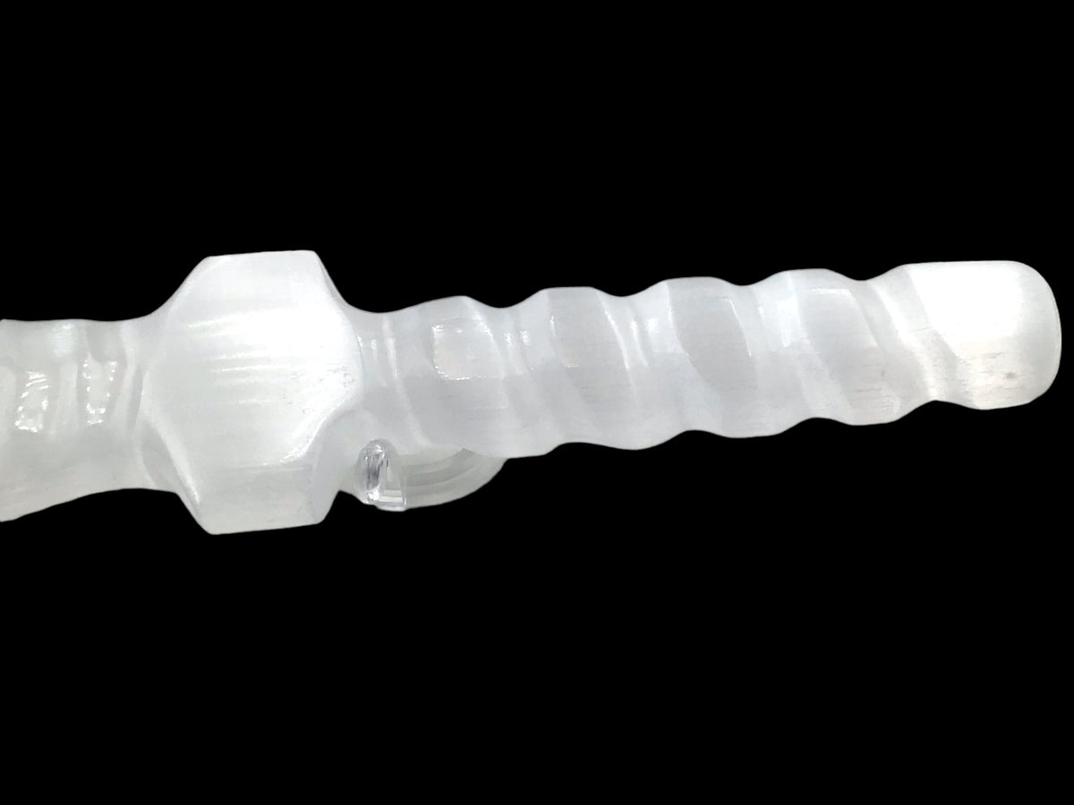 Selenit Ritualdolch in Spiralform - Ritualmesser -Lichtbringer - 25x5x2cm - ca. 240gr. für Wicca und Pagan, Rituale und Zeremonien I Marokko