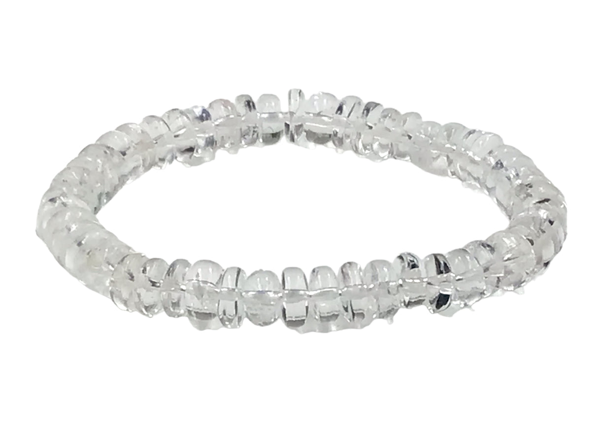Bergkristall Armband „Rondell“ – Klarer Edelstein in AAA-Qualität aus Brasilien – 18 cm, angenehm zu tragen – Naturstein Schmuck für Klarheit & positive Energie