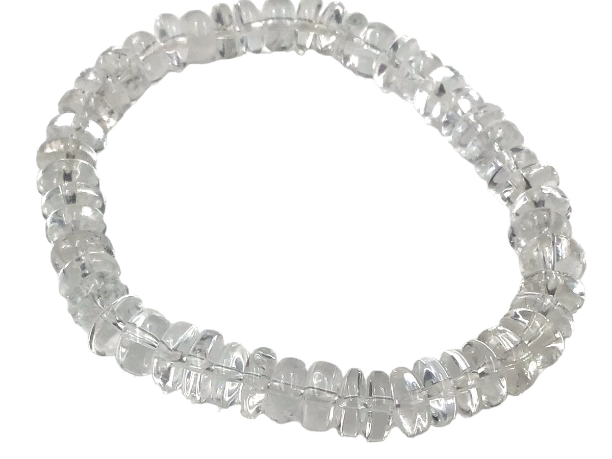 Bergkristall Armband „Rondell“ – Klarer Edelstein in AAA-Qualität aus Brasilien – 18 cm, angenehm zu tragen – Naturstein Schmuck für Klarheit & positive Energie