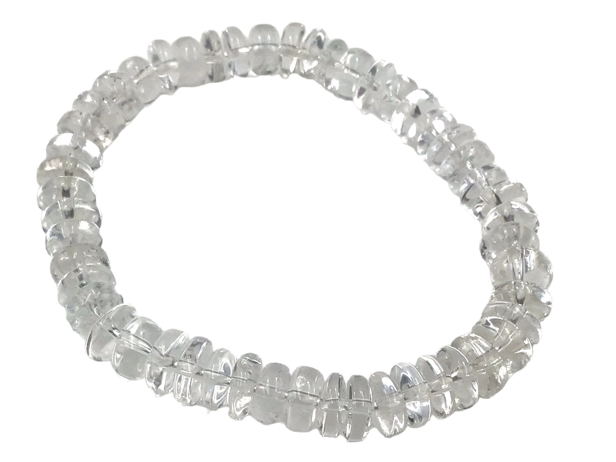 Bergkristall Armband „Rondell“ – Klarer Edelstein in AAA-Qualität aus Brasilien – 18 cm, angenehm zu tragen – Naturstein Schmuck für Klarheit & positive Energie