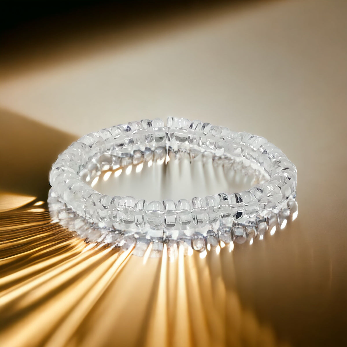Bergkristall Armband „Rondell“ – Klarer Edelstein in AAA-Qualität aus Brasilien – 18 cm, angenehm zu tragen – Naturstein Schmuck für Klarheit & positive Energie