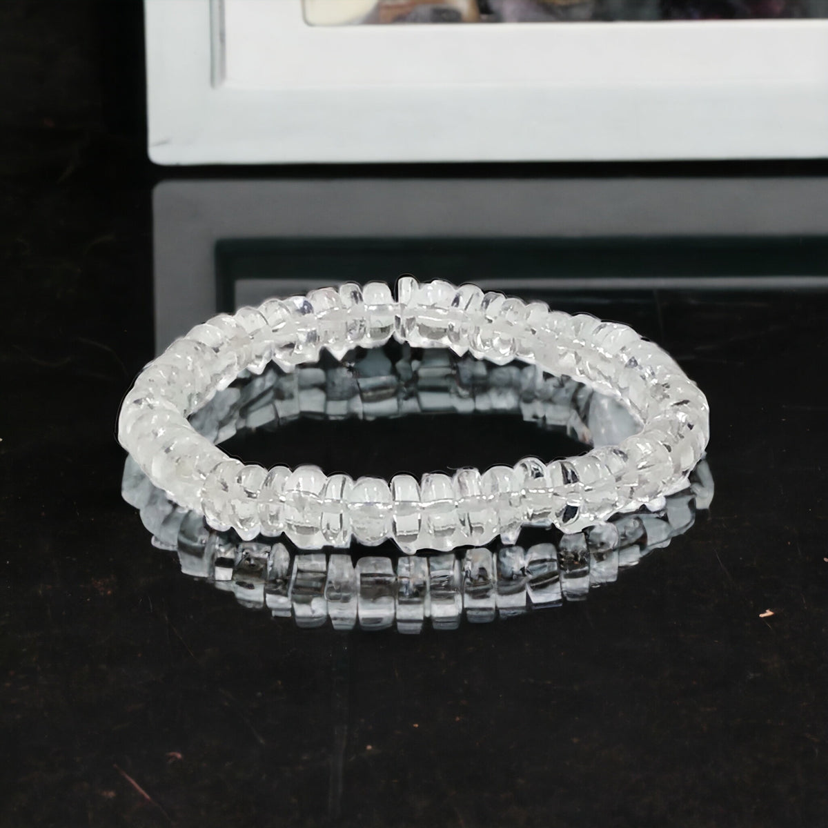 Bergkristall Armband „Rondell“ – Klarer Edelstein in AAA-Qualität aus Brasilien – 18 cm, angenehm zu tragen – Naturstein Schmuck für Klarheit & positive Energie