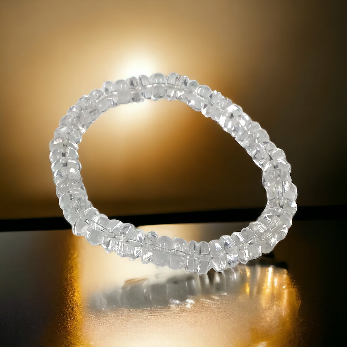 Bergkristall Armband „Rondell“ – Klarer Edelstein in AAA-Qualität aus Brasilien – 18 cm, angenehm zu tragen – Naturstein Schmuck für Klarheit & positive Energie