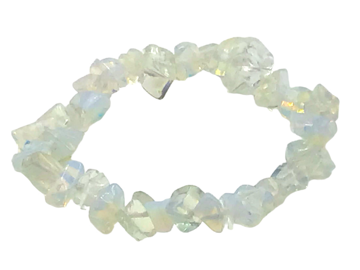 Opalith Trommelstein Splitter Armband  *Kontaktfreude*  - echter Opalith Edelstein-Schmuck - Chakra-Armband für Damen & Herren