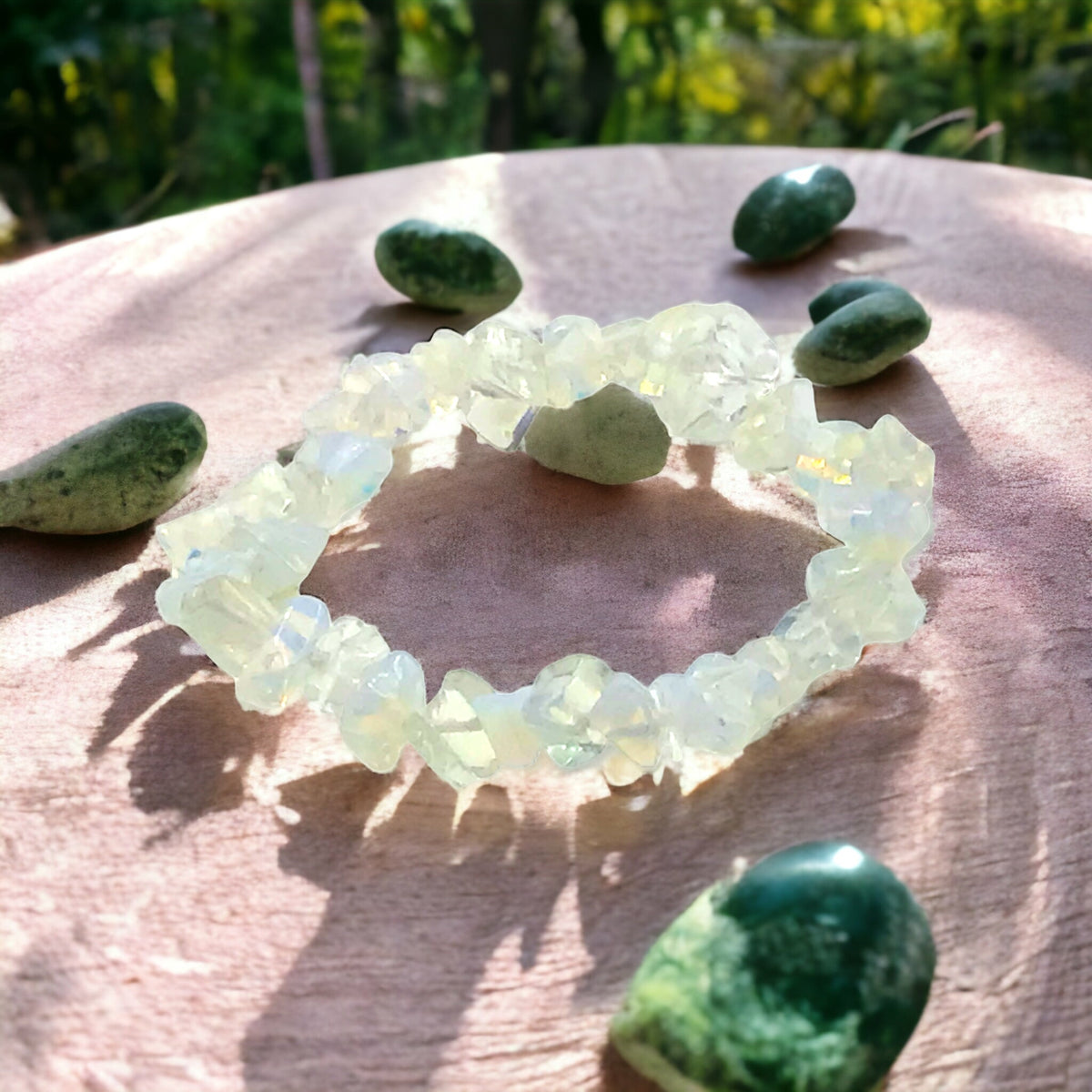 Opalith Trommelstein Splitter Armband  *Kontaktfreude*  - echter Opalith Edelstein-Schmuck - Chakra-Armband für Damen & Herren