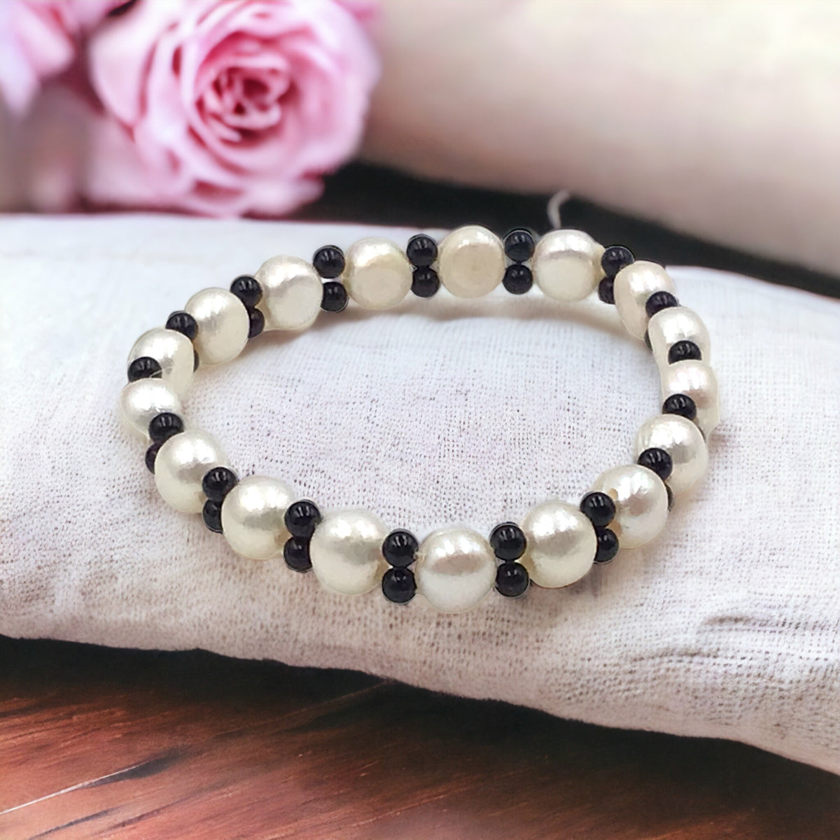 Steinfixx® Onyx-Perlenarmband | Top Qualität | angenehm zu tragen | spendet Kraft und Trost