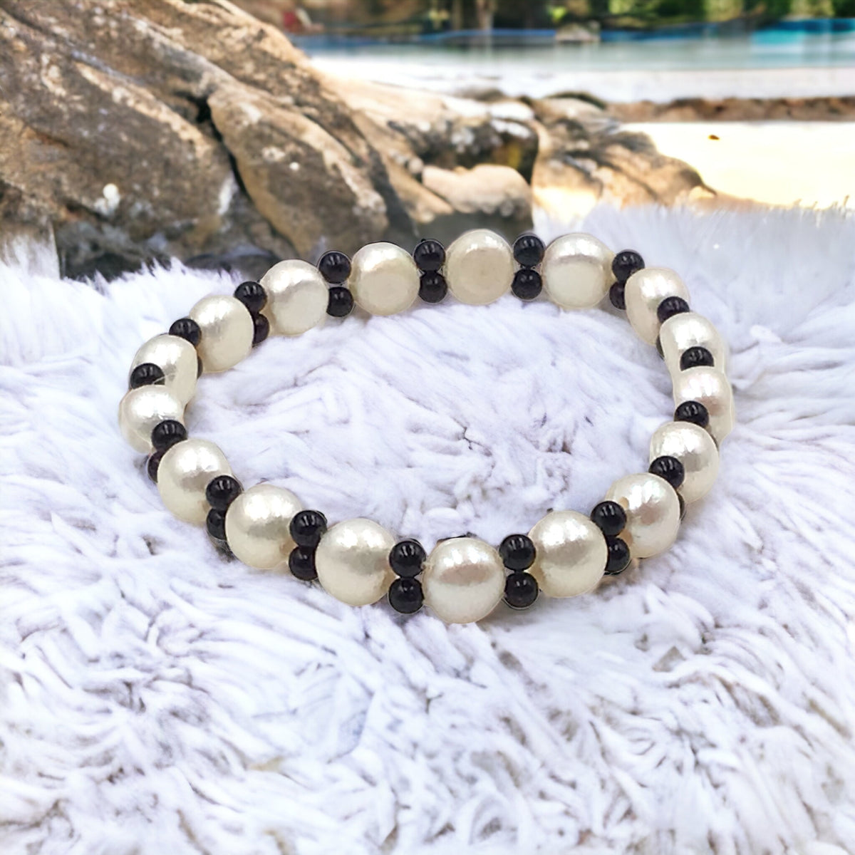 Steinfixx® Onyx-Perlenarmband | Top Qualität | angenehm zu tragen | spendet Kraft und Trost