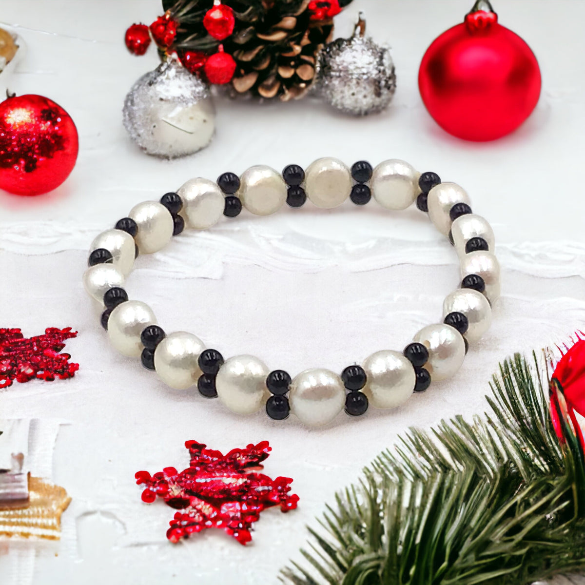 Steinfixx® Onyx-Perlenarmband | Top Qualität | angenehm zu tragen | spendet Kraft und Trost