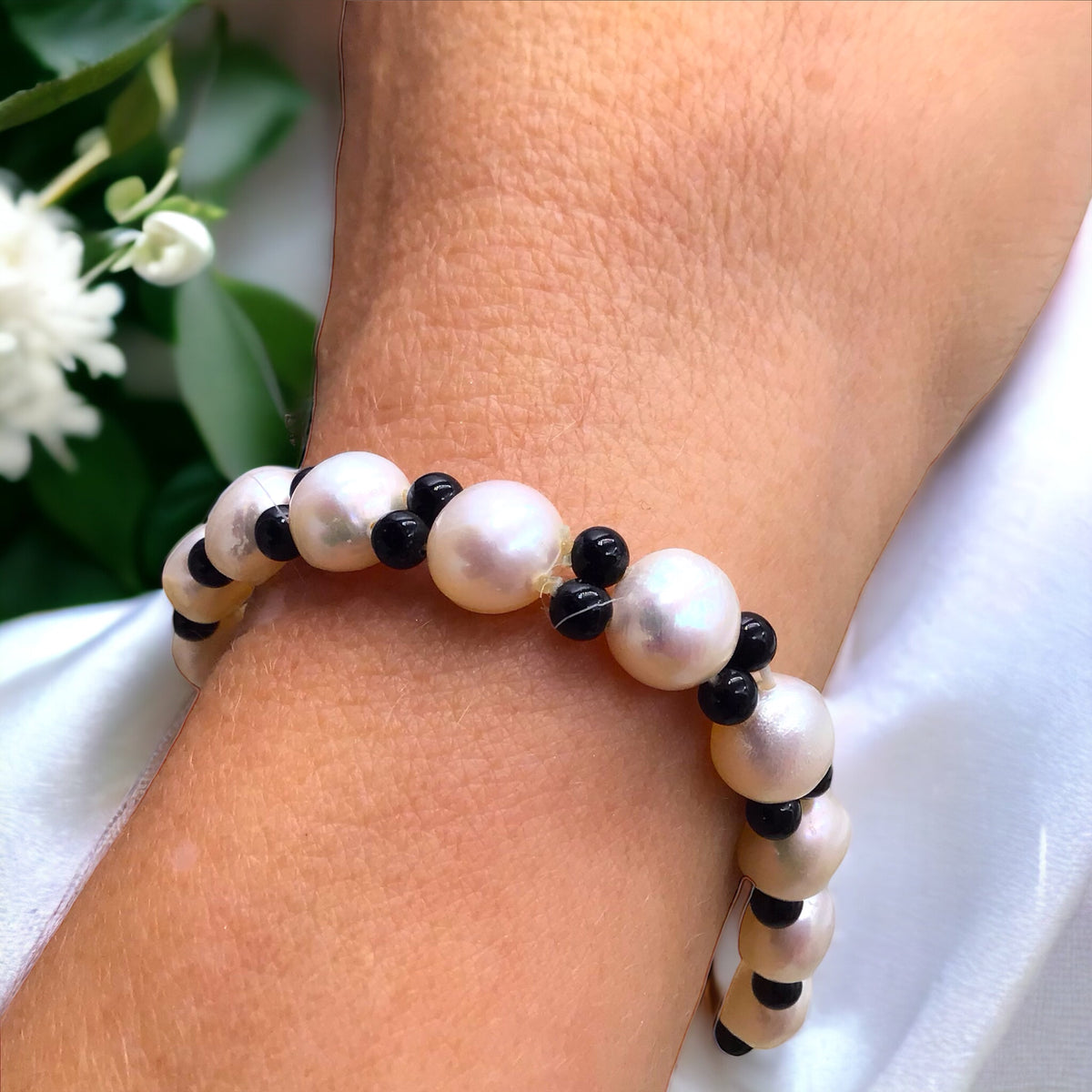 Steinfixx® Onyx-Perlenarmband | Top Qualität | angenehm zu tragen | spendet Kraft und Trost