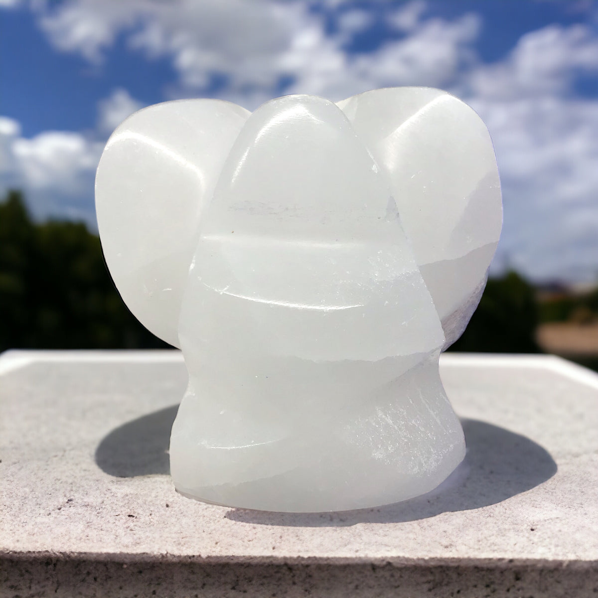Selenit Engel I Schutzengel | Skulptur | 70x70x50 mm I Dekoration I gegen negative Energien I Ladestein I Lichtbringer I ca. 290 gr. I Marokko