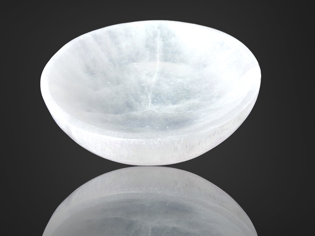Steinfixx - Grosse Selenit Ladeschale Bowl Ø 13cm- ca. 600 Gramm - Landhaus - Marokko