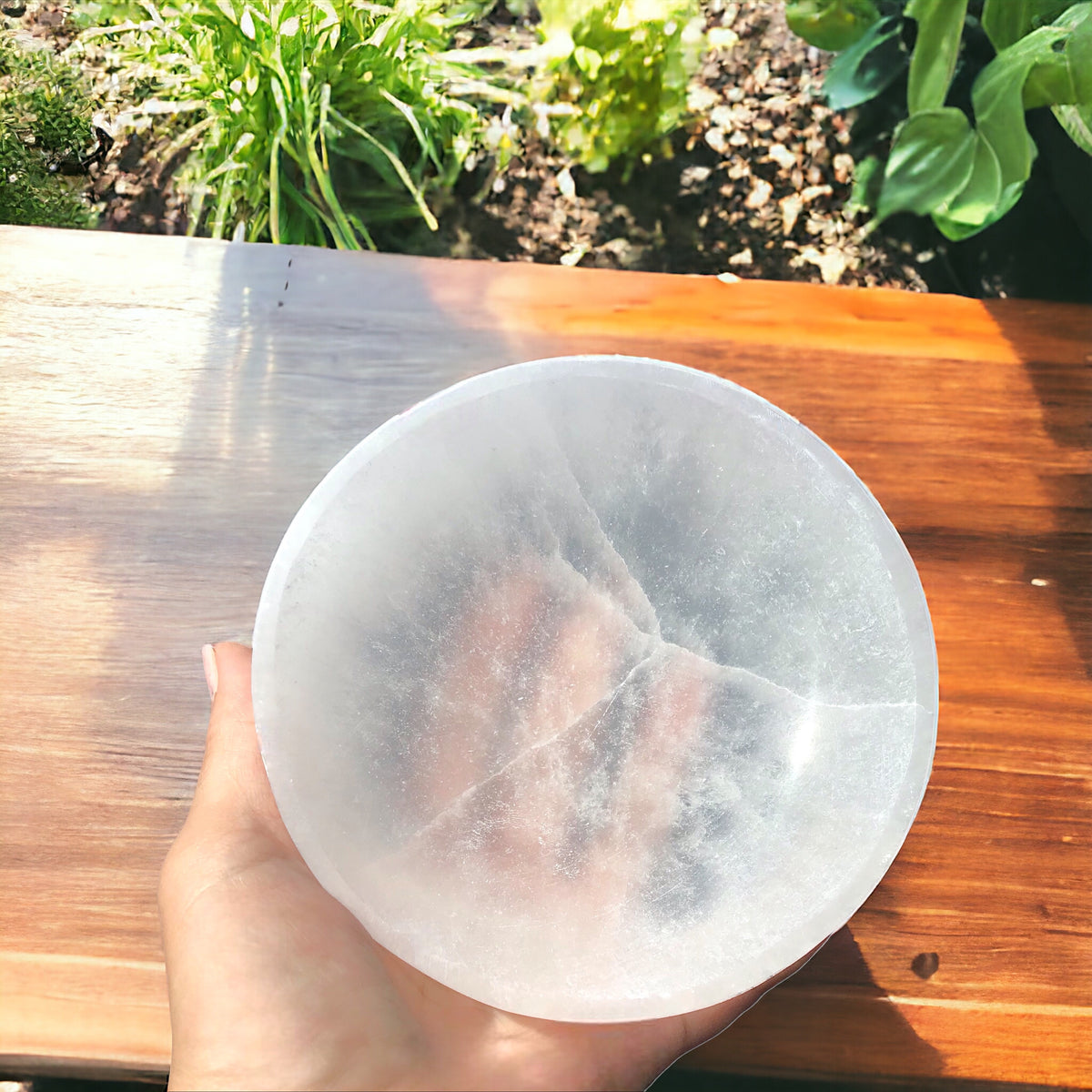 Steinfixx - Grosse Selenit Ladeschale Bowl Ø 13cm- ca. 600 Gramm - Landhaus - Marokko
